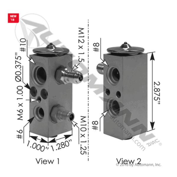 Thermal Expansion TX Valve Peterbilt 210 220 320 325 330 335 337 340 348 357 365 367 382 384 385 386 387 388 389 397 587 - Image 2