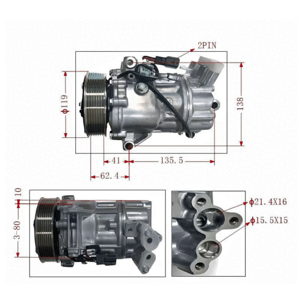 A/C Compressor Renault Kangoo XFK 1.3L Turbo Petrol 2023-2025 - Image 2